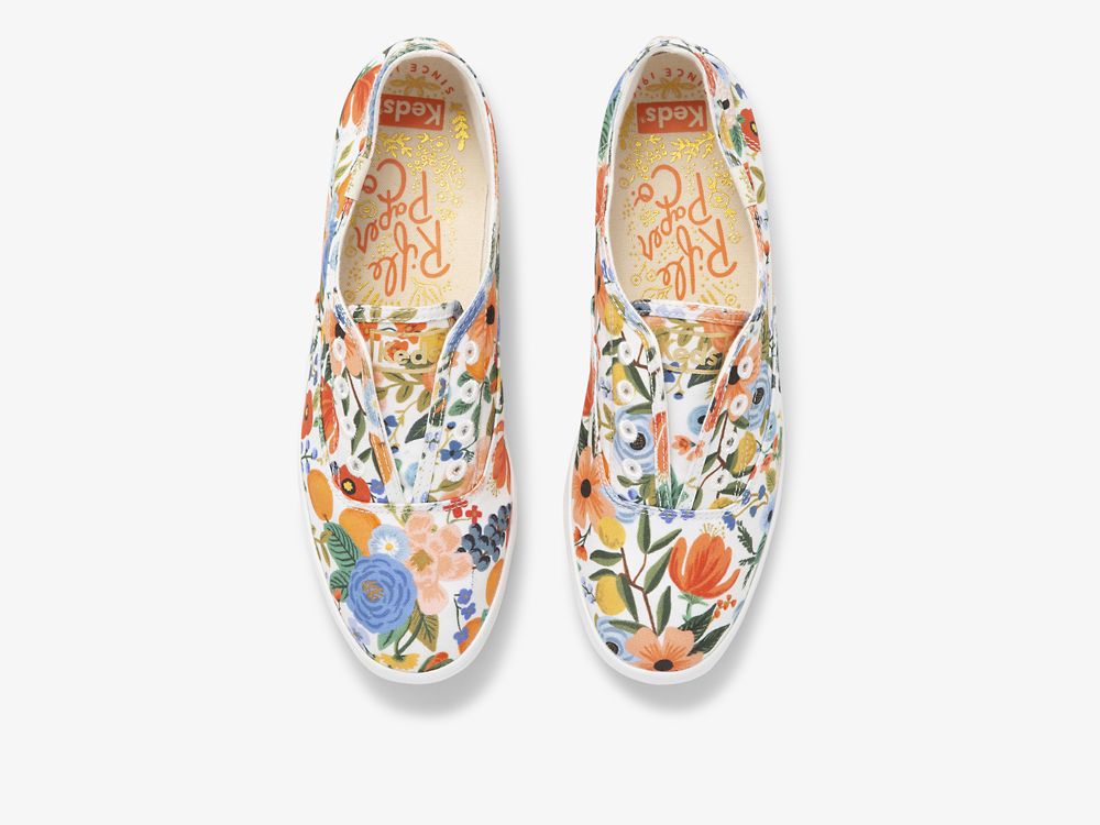 Keds Rifle Paper Co. Chillax Citrus Garden Party Ženske Slip On Sneakers Bijele Visebojne | RS-39383