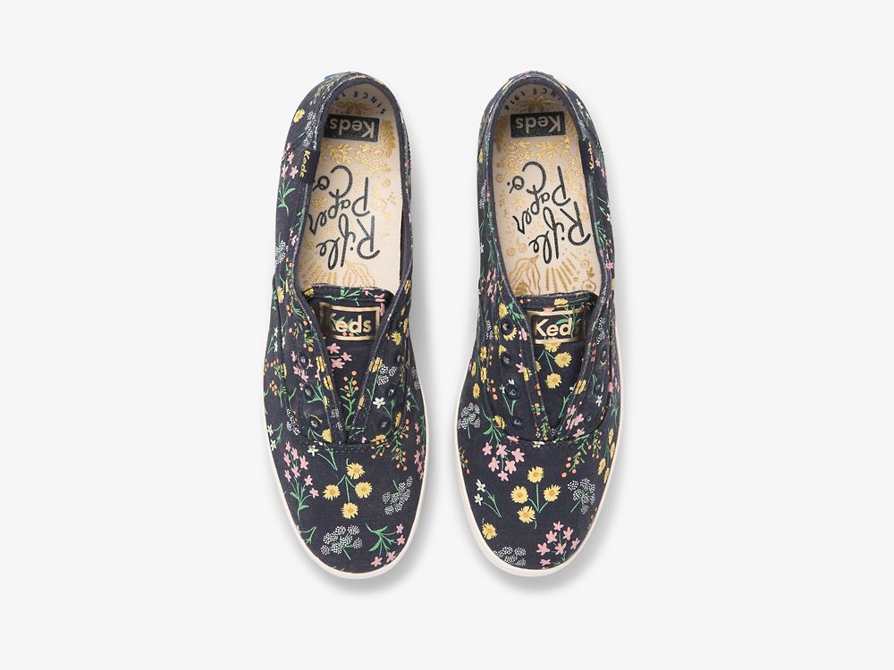 Keds Rifle Paper Co. Chillax Petite Fleurs Printed Ženske Slip On Sneakers Tamnoplave Visebojne | RS-56281