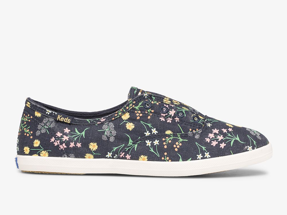 Keds Rifle Paper Co. Chillax Petite Fleurs Printed Ženske Slip On Sneakers Tamnoplave Visebojne | RS-56281