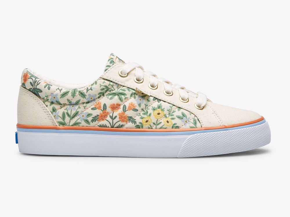 Keds Rifle Paper Co. Jump Kick Lottie Ženske Lace Up Shoes Bijele Visebojne | RS-69668