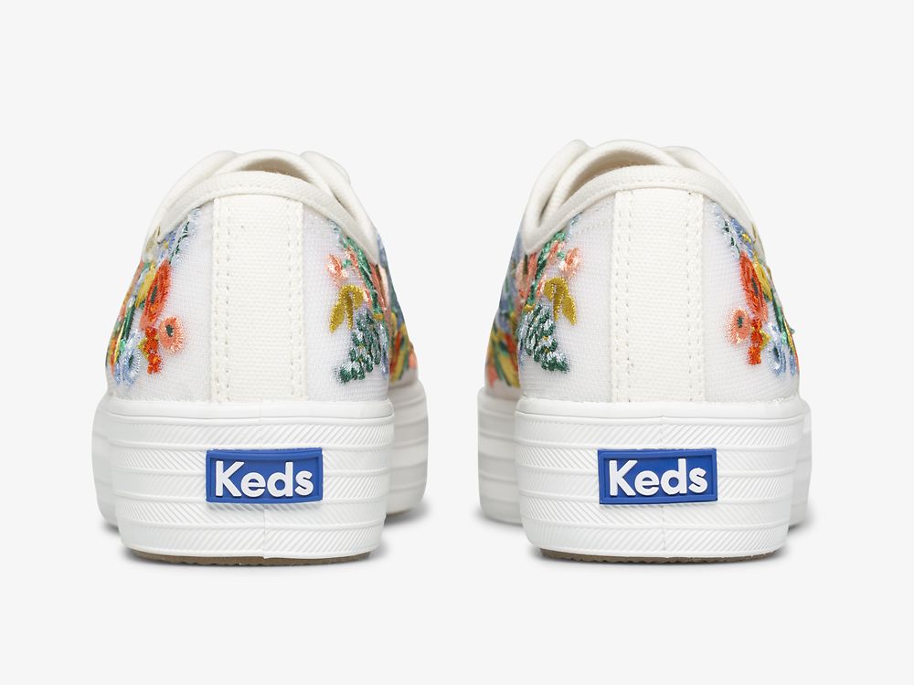 Keds Rifle Paper Co. Triple Kick Citrus Garden Party Ženske Lace Up Shoes Bijele | RS-23345