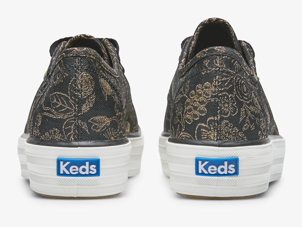 Keds Rifle Paper Co. Triple Kick Colette Jacquard Ženske Lace Up Shoes Crne | RS-13908