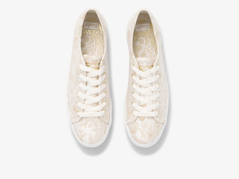 Keds Rifle Paper Co. Triple Kick Colette Jacquard Ženske Lace Up Shoes Bijele | RS-19196