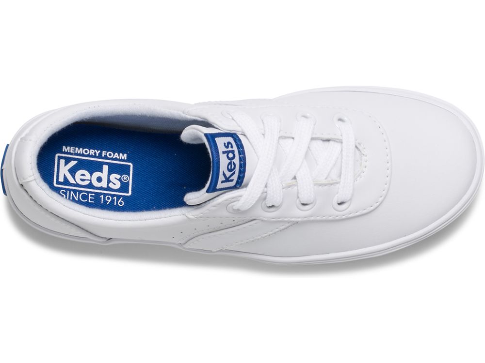 Keds Riley Djevojke Koža Sneakers Bijele | RS-78959