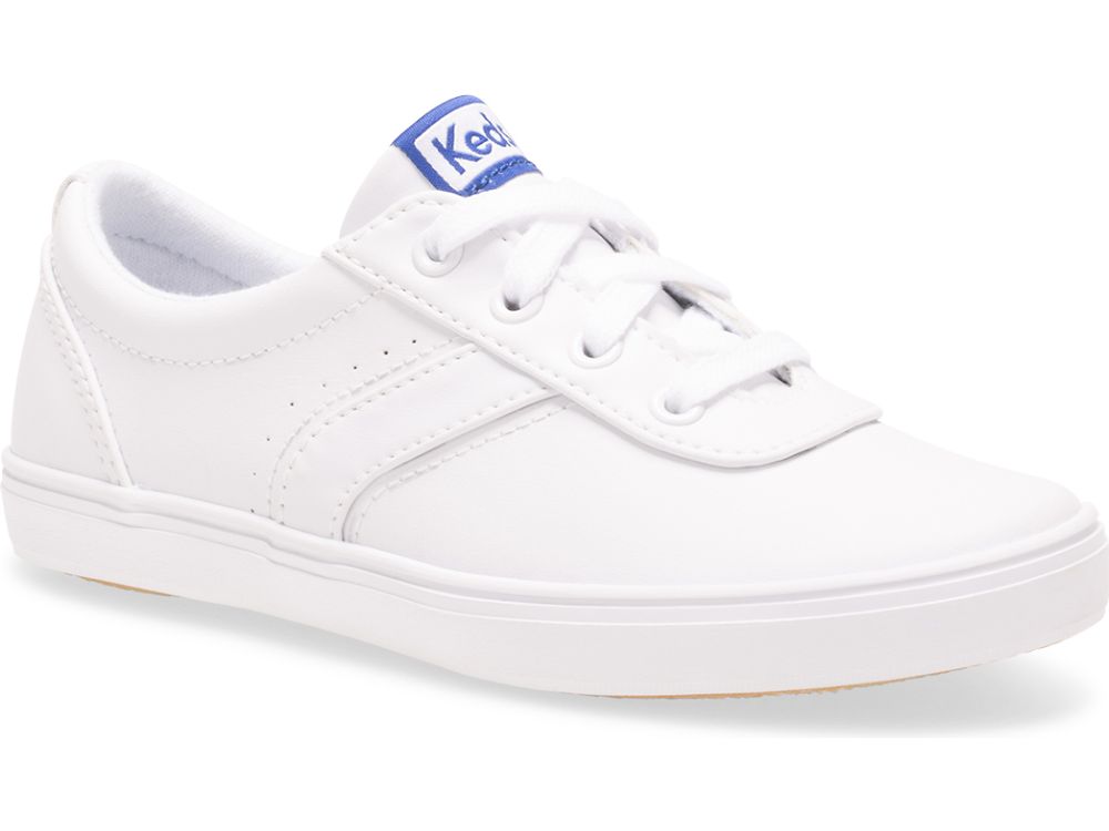 Keds Riley Djevojke Koža Sneakers Bijele | RS-78959