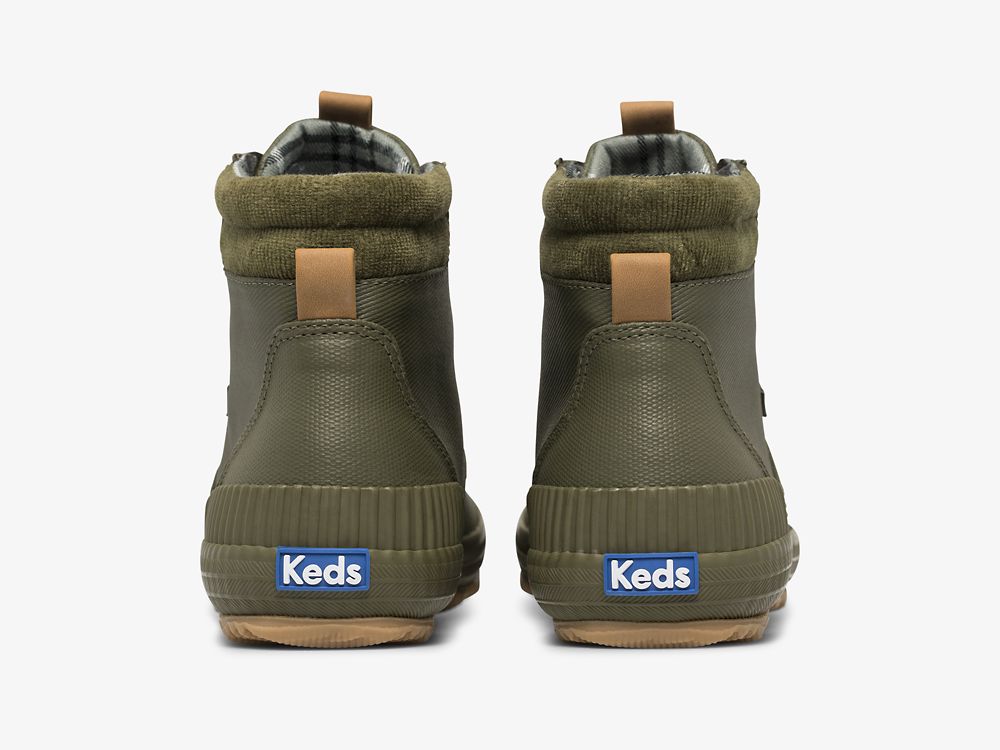 Keds Scout Boot III Water Resistant Canvas w/ Thinsulate™ Ženske Lace Up Shoes Maslinasto Zelene | RS-43380