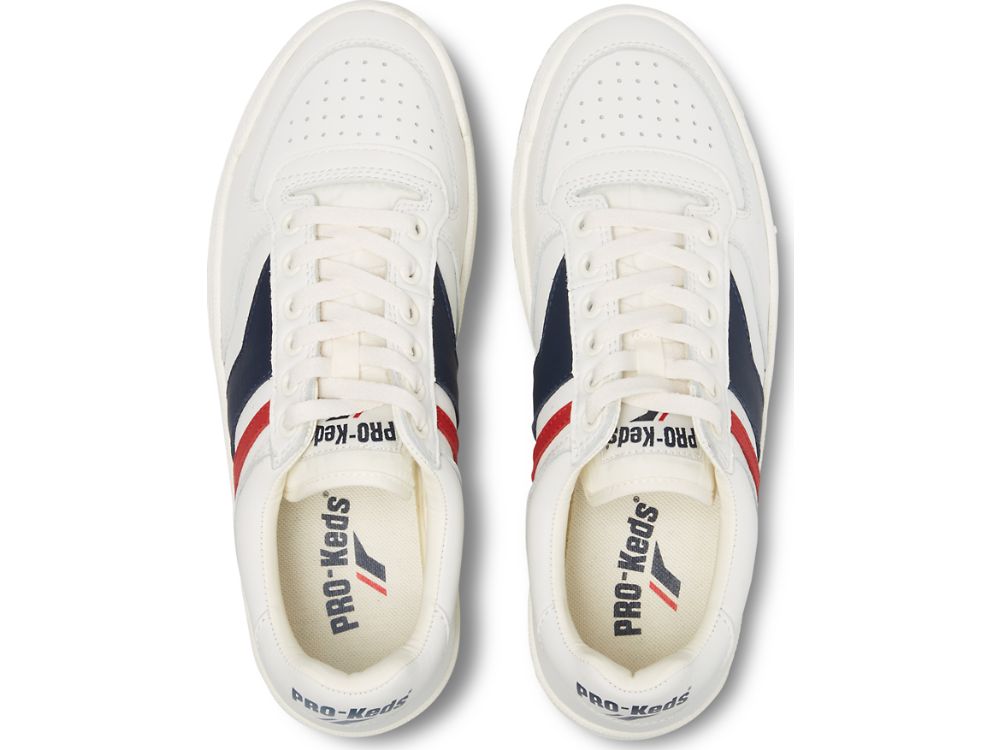 Keds Skyhawk Lo Koža Muške Patike Bijele Plave Crvene | RS-79378