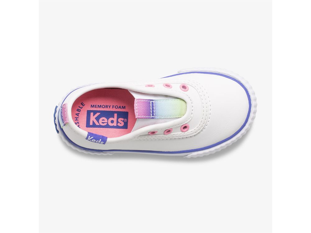 Keds Topkick Slip On Jr Washable Koža Djevojke Slip On Sneakers Bijele | RS-18096