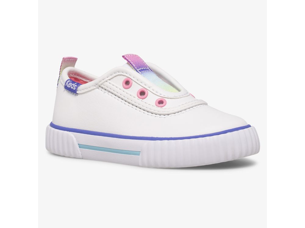 Keds Topkick Slip On Jr Washable Koža Djevojke Slip On Sneakers Bijele | RS-18096