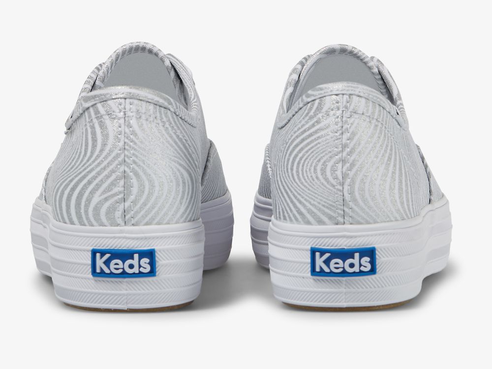 Keds Triple CVO Metallic Ženske Platforma Sneakers Bijele Srebrne | RS-62347