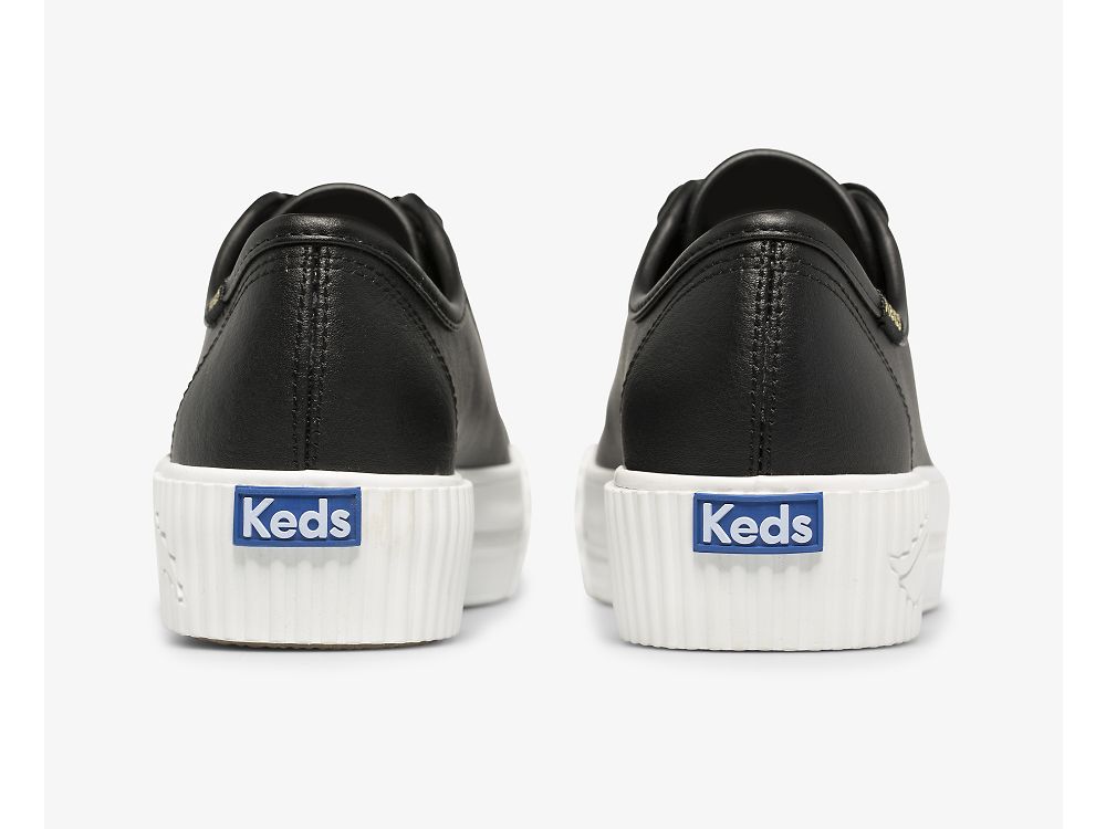 Keds Triple Kick AMP Koža Ženske Lace Up Shoes Crne | RS-88791