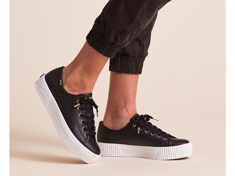 Keds Triple Kick AMP Koža Ženske Koža Sneakers Crne | RS-26297