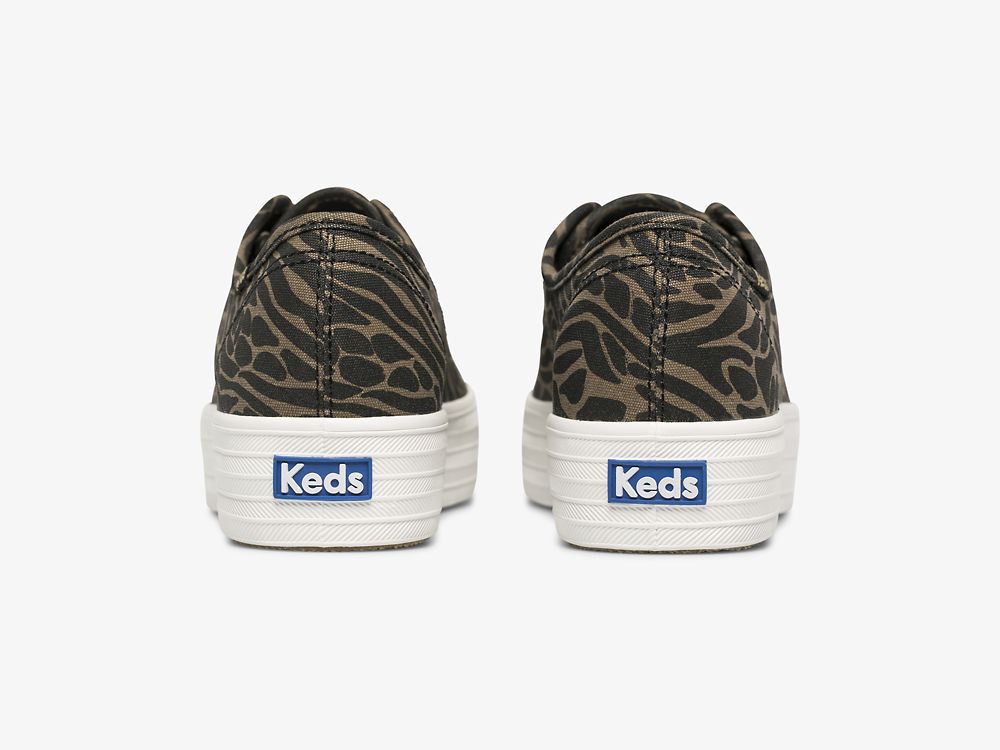 Keds Triple Kick Feat. Organic Cotton Print Ženske Tenisice Zlatne Crne Maskirne | RS-97420