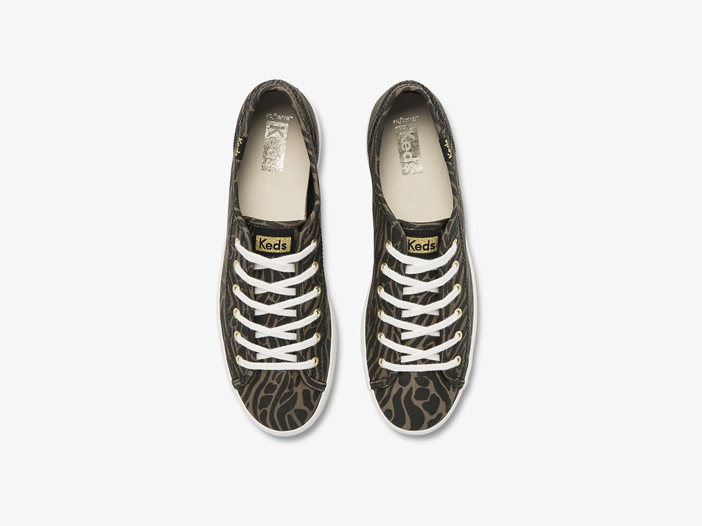 Keds Triple Kick Feat. Organic Cotton Print Ženske Tenisice Zlatne Crne Maskirne | RS-97420