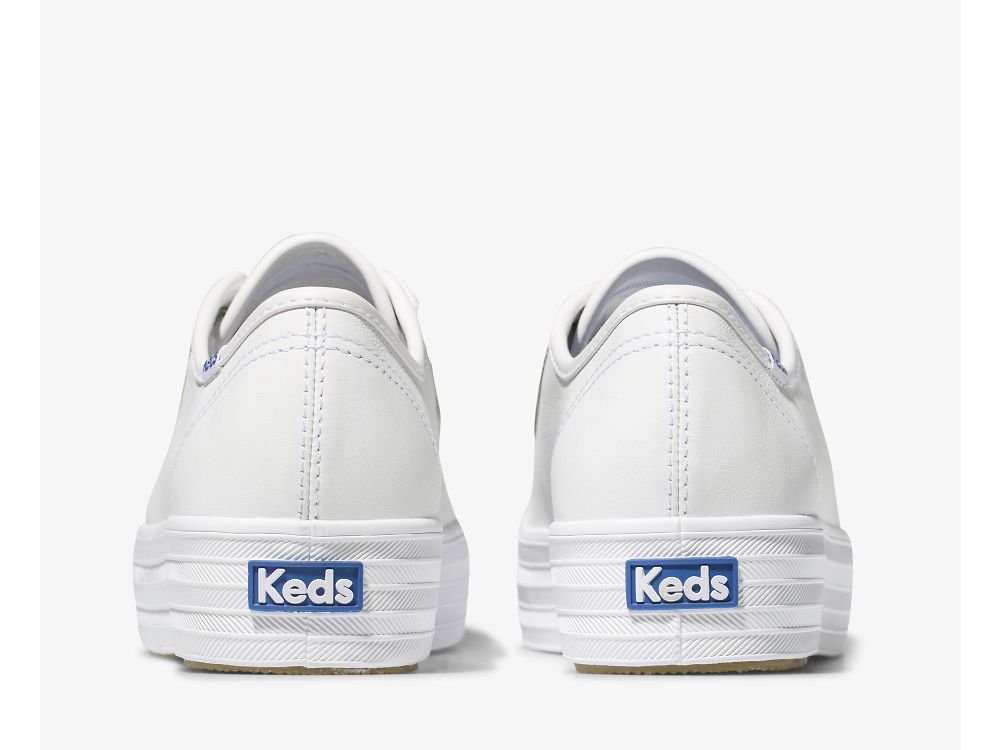 Keds Triple Kick Koža Ženske Platforma Sneakers Bijele | RS-63463