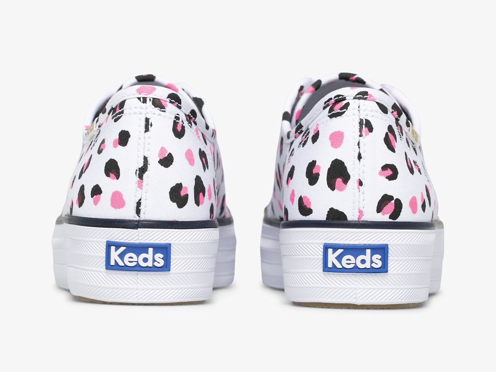 Keds Triple Kick Leopard Canvas Ženske Platforma Sneakers Bijele Visebojne | RS-19834