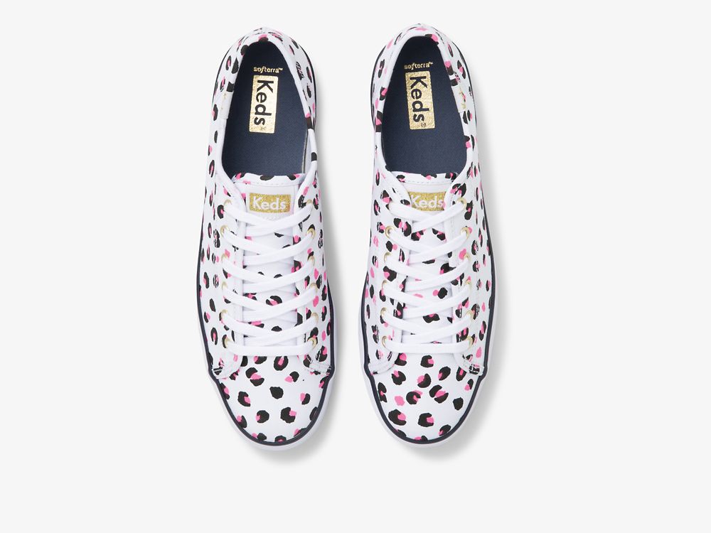 Keds Triple Kick Leopard Canvas Ženske Platforma Sneakers Bijele Visebojne | RS-19834