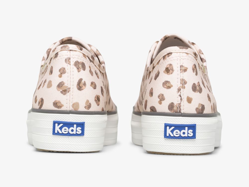 Keds Triple Kick Leopard Canvas Ženske Platforma Sneakers Roze Visebojne | RS-38683