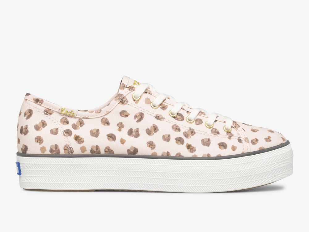 Keds Triple Kick Leopard Canvas Ženske Platforma Sneakers Roze Visebojne | RS-38683