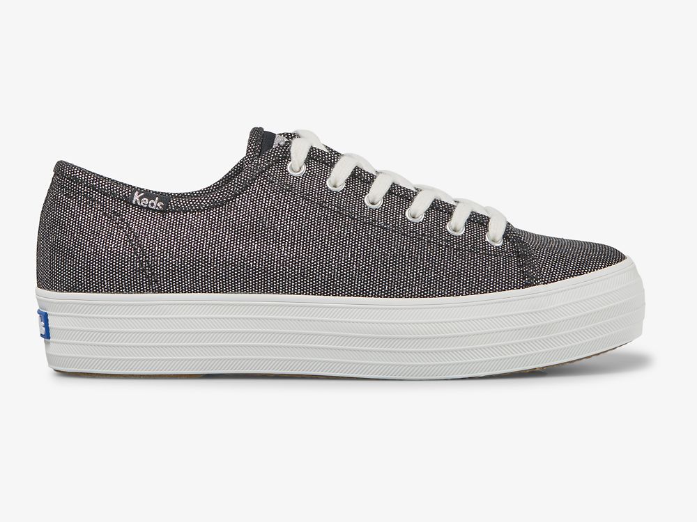 Keds Triple Kick Metallic Ženske Tenisice Tamno Sive | RS-73325