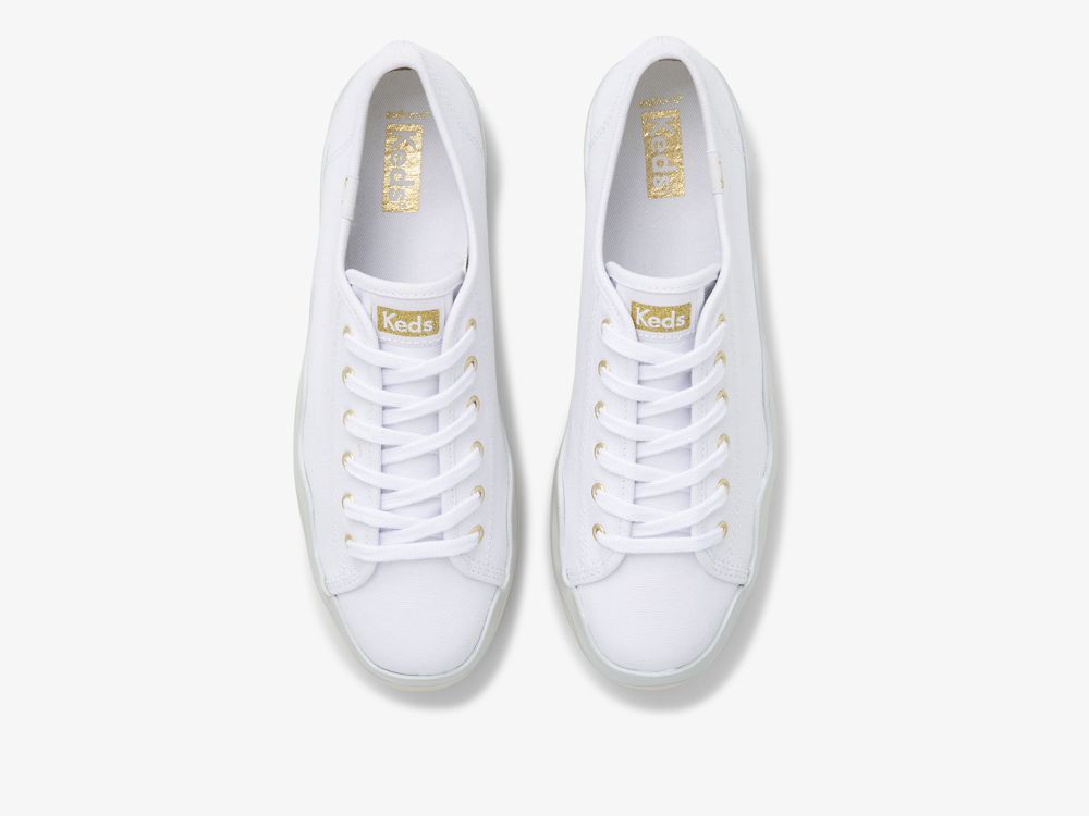 Keds Triple Up Canvas Wave Foxing Ženske Platforma Sneakers Bijele Visebojne | RS-02564