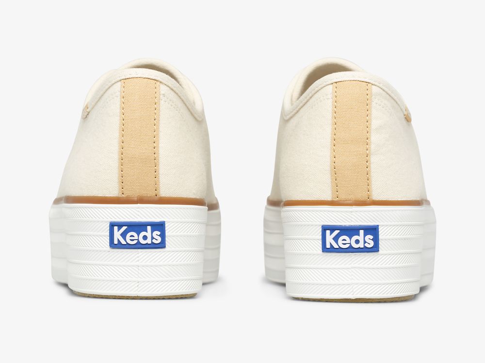 Keds Triple Up Canvas Ženske Platforma Sneakers Krem | RS-28505