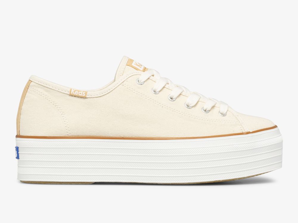 Keds Triple Up Canvas Ženske Platforma Sneakers Krem | RS-28505