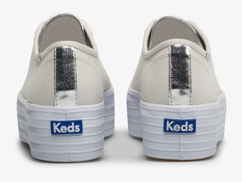 Keds Triple Up Canvas Ženske Platforma Sneakers Sive Srebrne | RS-50766