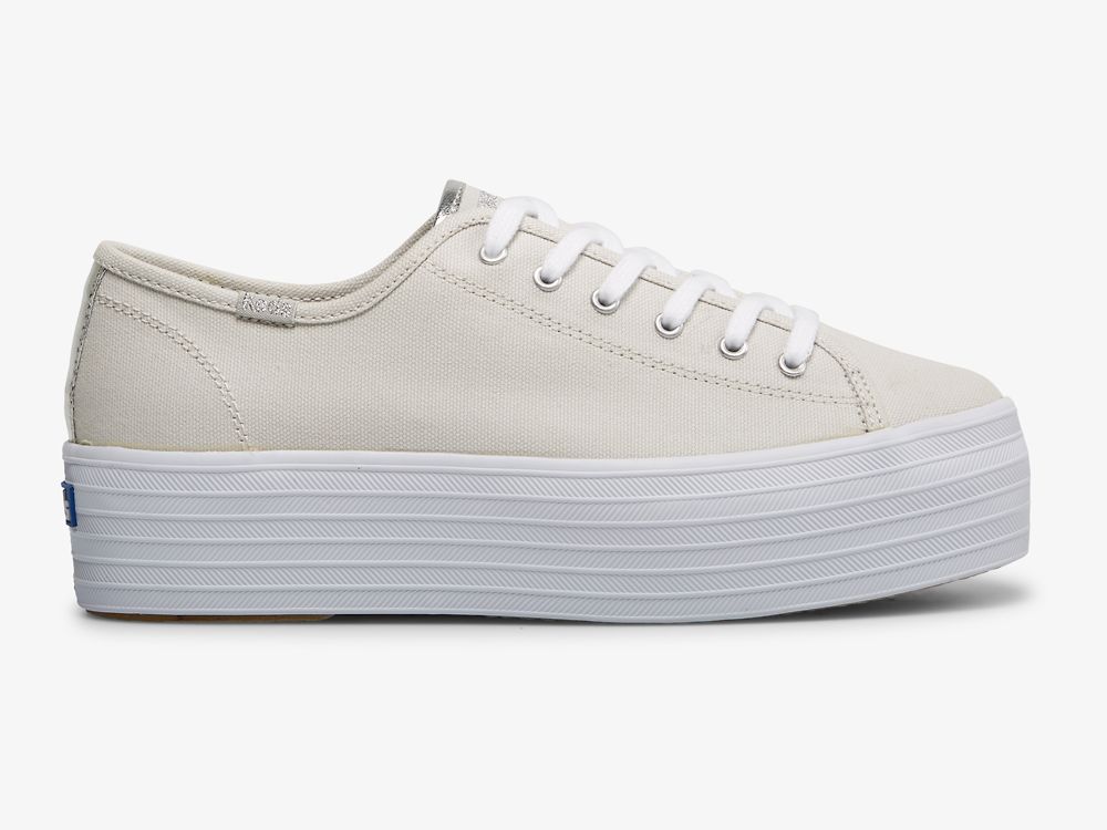 Keds Triple Up Canvas Ženske Tenisice Sive Srebrne | RS-11074