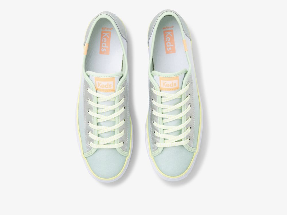 Keds Triple Up Fade Canvas Ženske Platforma Sneakers Zelene Visebojne | RS-85940