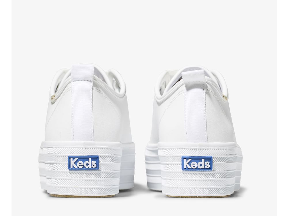 Keds Triple Up Koža Ženske Koža Sneakers Bijele | RS-85068