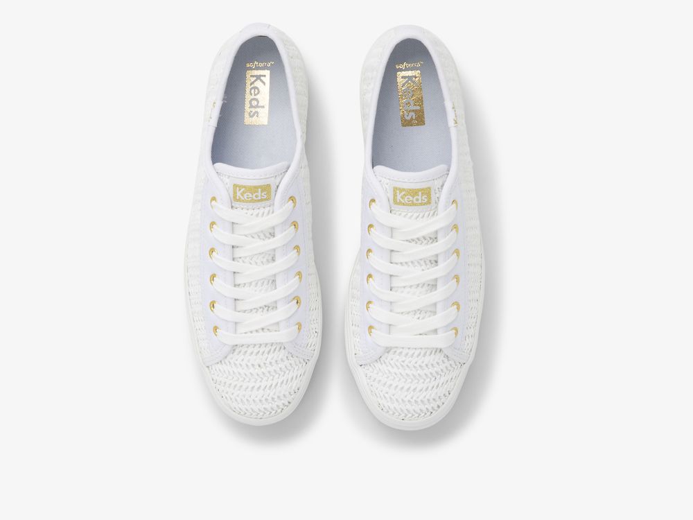 Keds Triple Up Raffia Ženske Platforma Sneakers Bijele | RS-55876