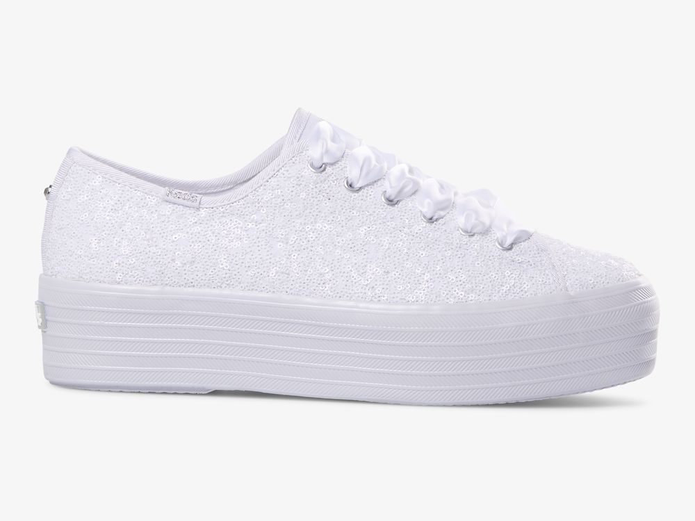 Keds Triple Up Sequins Ženske Platforma Sneakers Bijele | RS-31230