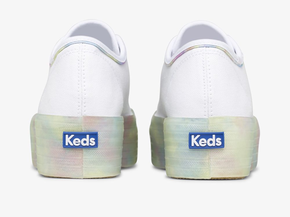 Keds Triple Up Tie Dye Foxing Ženske Platforma Sneakers Bijele Visebojne | RS-73207