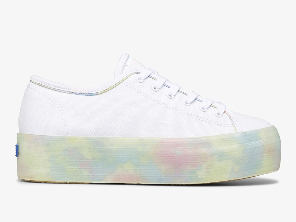 Keds Triple Up Tie Dye Foxing Ženske Platforma Sneakers Bijele Visebojne | RS-73207