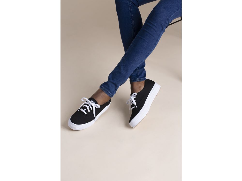 Keds Triple Ženske Lace Up Shoes Crne | RS-29374